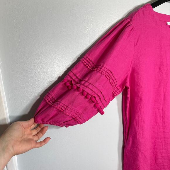 Chico’s 100% Linen Dress with Sleeves Pink Womens 14 2.5 - Picture 6 of 9